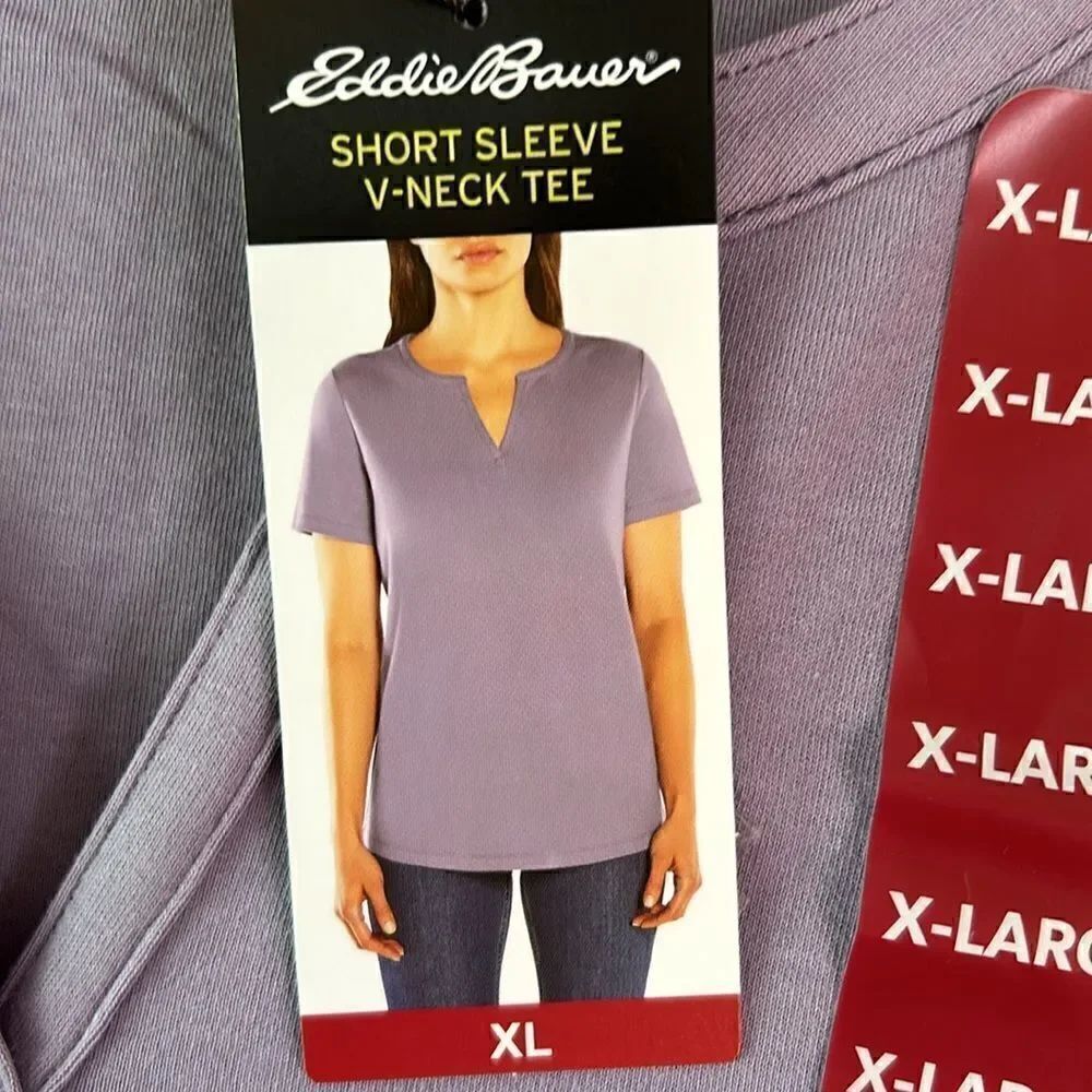 NEW Eddie Bauer Purple V Neck Tee